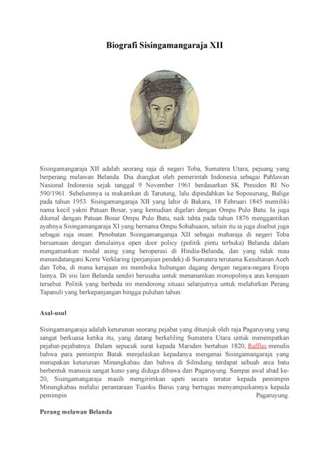 Biografi Sisingamangaraja