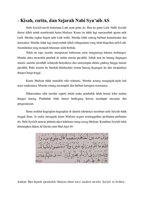 Kesimpulan Biografi Nabi Syuaib