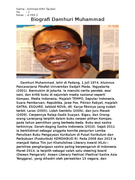Kesimpulan Biografi Damhuri Muhammad