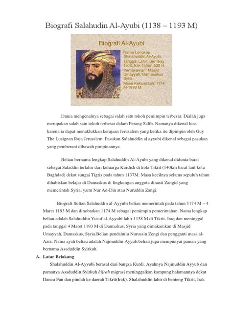 Kesimpulan Biografi Salahudin Al Ayyubi